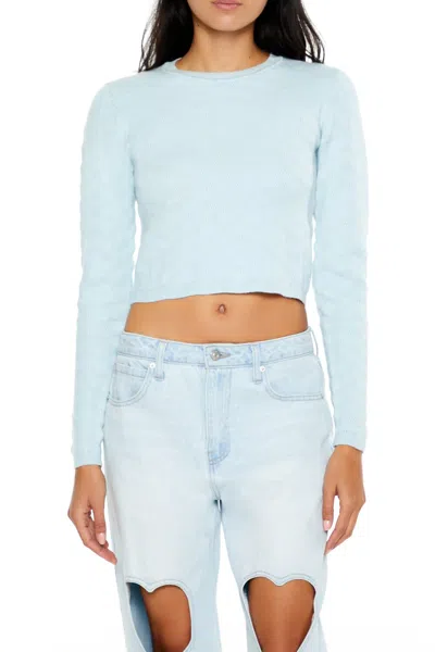 Forever 21 Textured Cropped Sweater In Blue