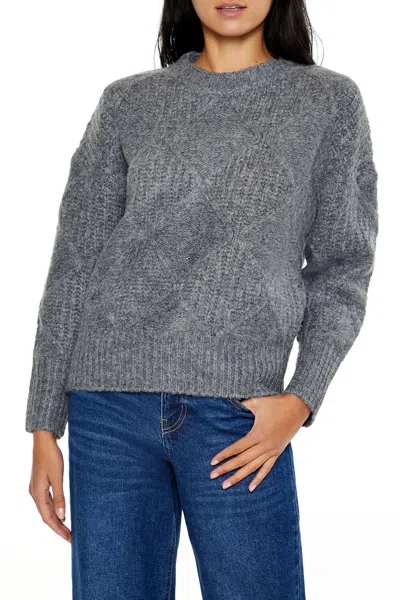 Forever 21 Textured Marled Knit Sweater In Gray