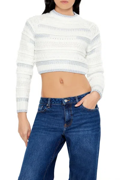 Forever 21 Textured Two-tone Sweater In White