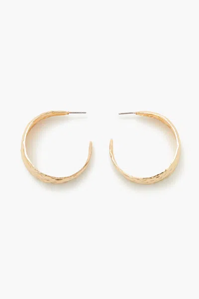 Forever 21 Thick Hammered Hoop Earrings In White