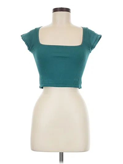 Pre-owned Forever 21 Tube Top Teal Square Neckline Tops In Blue