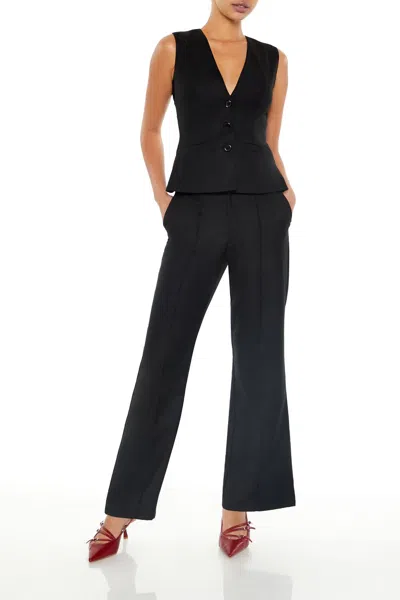 Forever 21 Twill Cutout Vest & Pants Set In Black