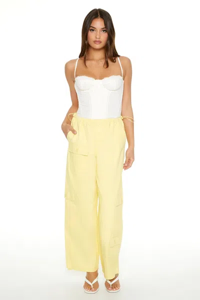 Forever 21 Twill Toggle Drawstring Cargo Pants In Yellow