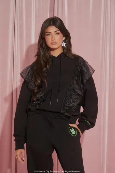 Forever 21 Wicked Witch Ruffle Hoodie In Black