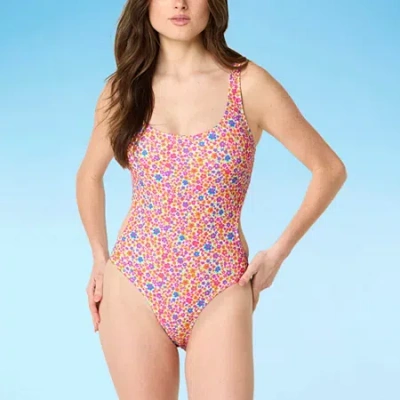 Forever 21 Womens Floral Juniors One Piece Swimsuit In Pink