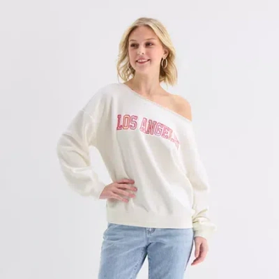 Forever 21 Womens Juniors Crew Neck Long Sleeve Sweatshirt In White