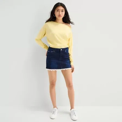 Forever 21 Womens Juniors Denim Skirt In Blue