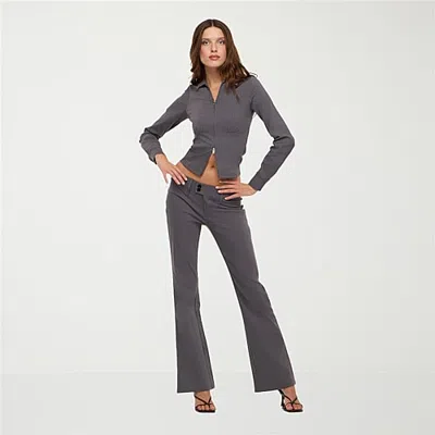 Forever 21 Womens Juniors Flare Mid Rise Pull-on Pant In Gray