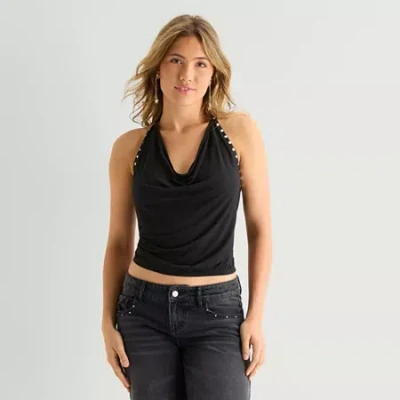 Forever 21 Womens Juniors Halter Neck Sleeveless Tank Top In Black