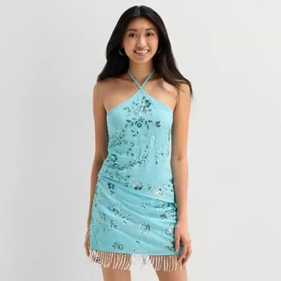Forever 21 Womens Juniors Halter Neck Sleeveless Tank Top In Blue