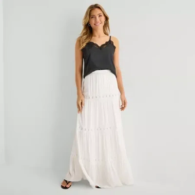 Forever 21 Womens Juniors Maxi Skirt In White