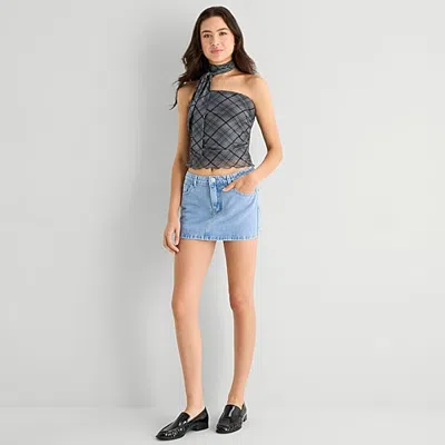 Forever 21 Womens Juniors Mini Denim Skirt In Blue