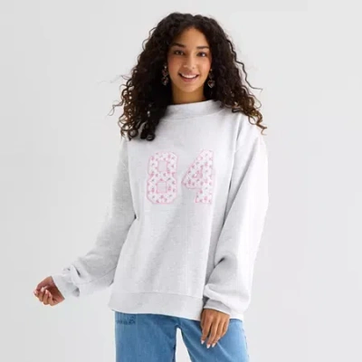 Forever 21 Womens Juniors Mock Neck Long Sleeve Sweatshirt In Gray