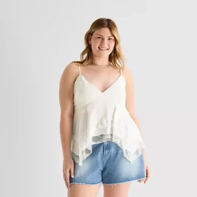 Forever 21 Womens Juniors Plus Babydoll Top In White