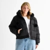 Forever 21 Womens Juniors Plus Heavyweight Puffer Jacket In Black