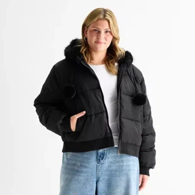 Forever 21 Womens Juniors Plus Heavyweight Puffer Jacket In Black