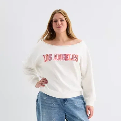 Forever 21 Womens Juniors Plus Long Sleeve Sweatshirt In White
