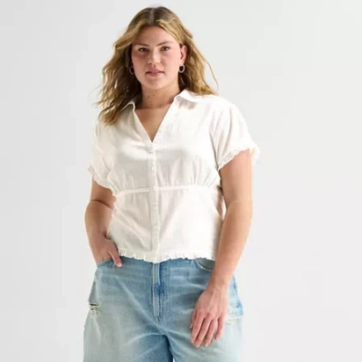 Forever 21 Womens Juniors Plus Short Sleeve T-shirt In White