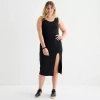 Forever 21 Womens Juniors Plus Sleeveless Midi Casual Bodycon Dress In Black