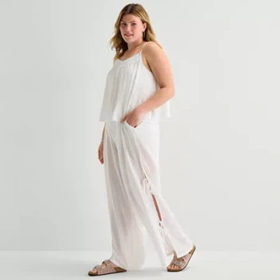 Forever 21 Womens Juniors Plus Straight Pull-on Pant In White