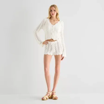 Forever 21 Womens Juniors Pull-on Short In White