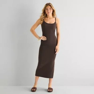 Forever 21 Womens Juniors Sleeveless Maxi Dress In Brown