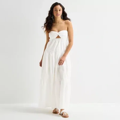 Forever 21 Womens Juniors Sleeveless Maxi Dress In White