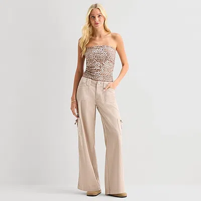 Forever 21 Womens Juniors Straight Mid Rise Cargo Pant In Brown