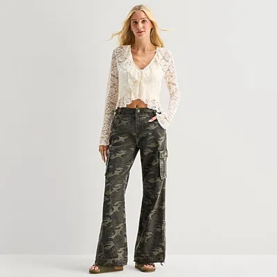 Forever 21 Womens Juniors Straight Mid Rise Cargo Pant In Green
