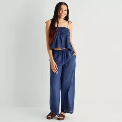Forever 21 Womens Juniors Straight Pull-on Pant In Blue