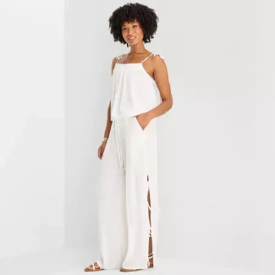 Forever 21 Womens Juniors Straight Pull-on Pant In White