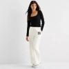 Forever 21 Womens Juniors Wide Leg Fleece Jogger Pant In White