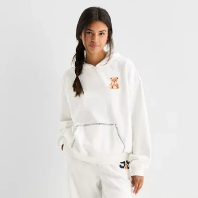 Forever 21 Womens Long Sleeve Fleece Hoodie In White