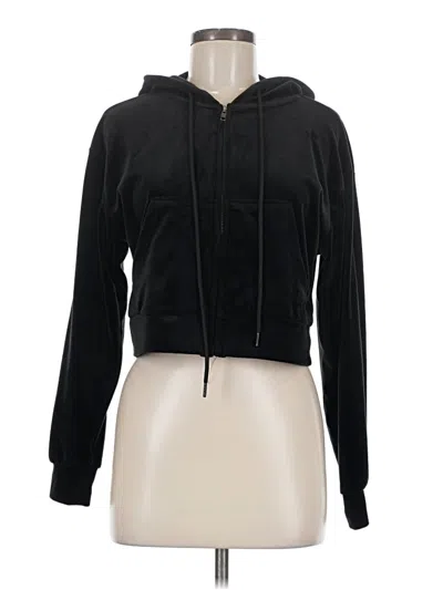 Pre-owned Forever 21 Zip Up Hoodie In Black