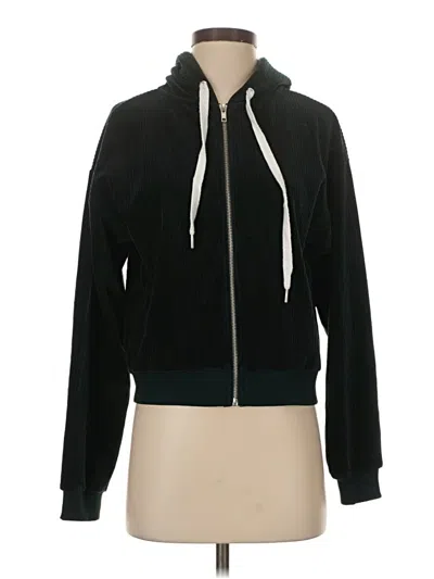 Pre-owned Forever 21 Zip Up Hoodie In Black