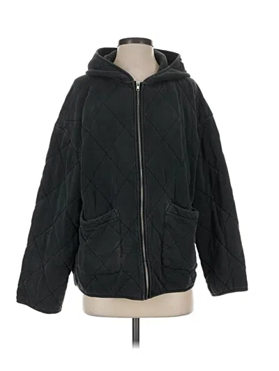 Pre-owned Forever 21 Zip Up Hoodie In Black