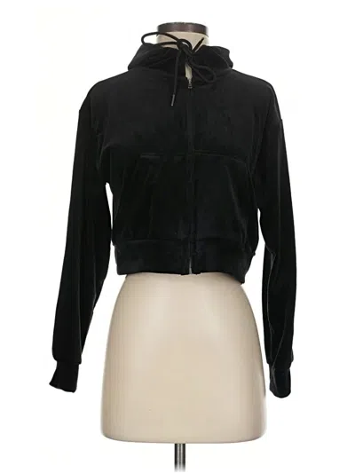 Pre-owned Forever 21 Zip Up Hoodie In Black