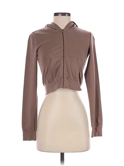 Pre-owned Forever 21 Zip Up Hoodie In Brown
