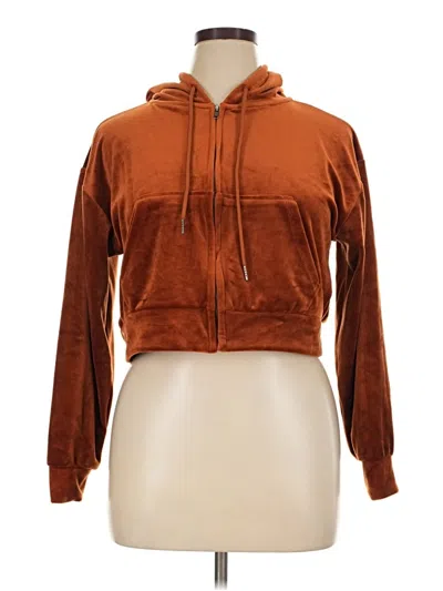 Pre-owned Forever 21 Zip Up Hoodie In Brown