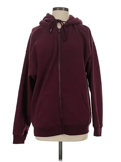 Pre-owned Forever 21 Zip Up Hoodie In Burgundy
