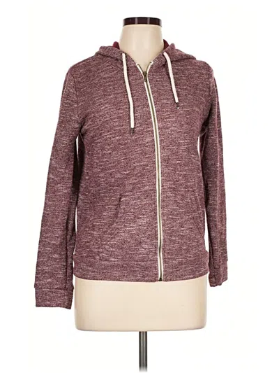 Pre-owned Forever 21 Zip Up Hoodie In Burgundy