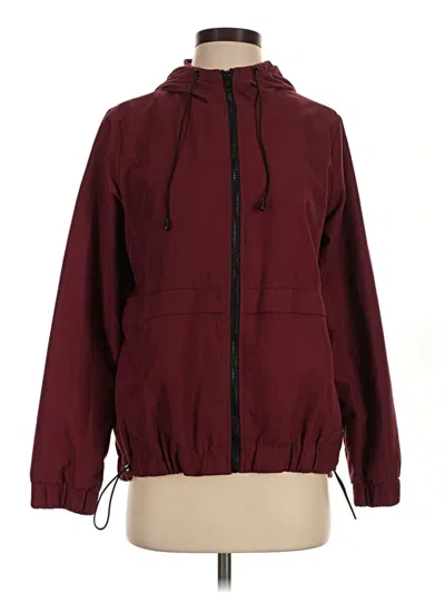Pre-owned Forever 21 Zip Up Hoodie In Burgundy