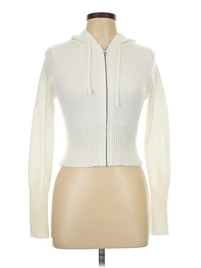 Pre-owned Forever 21 Zip Up Hoodie In Ivory