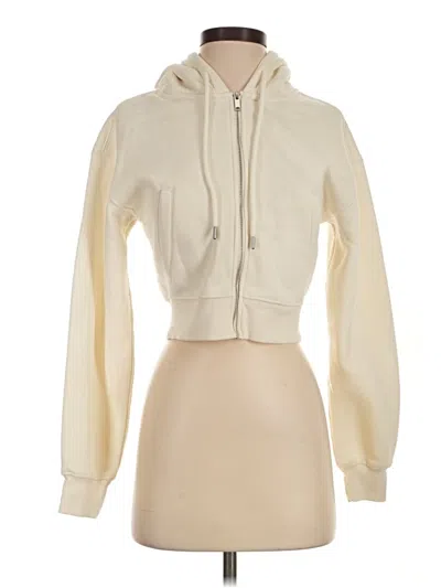 Pre-owned Forever 21 Zip Up Hoodie In Ivory