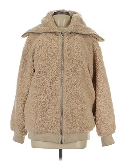 Pre-owned Forever 21 Zip Up Hoodie In Tan