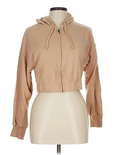 Pre-owned Forever 21 Zip Up Hoodie In Tan