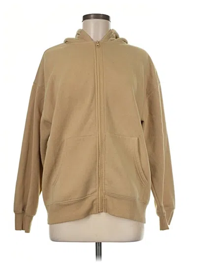 Pre-owned Forever 21 Zip Up Hoodie In Tan