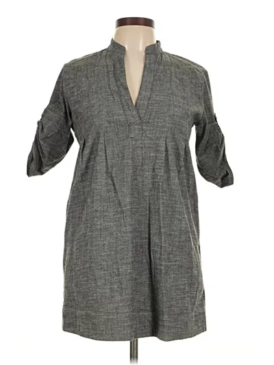 Pre-owned Forever 3/4 Sleeve Button Down Shirt In Gray