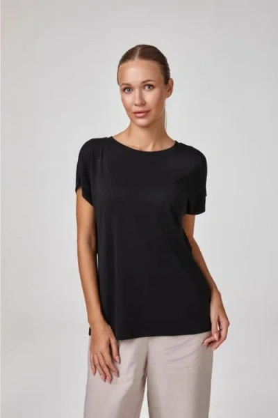 Forever & Always Liona Modal Blend Soft Stretch Everyday Top In Black