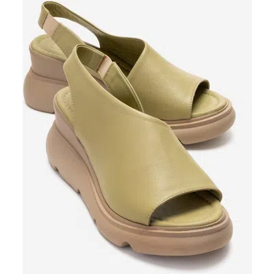Forever & Always Shoes Agusto Leather Platform Sandal In Green